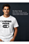 Camping Mode on Printed 100% Cotton Unisex Navy Blue Camping T-Shirt - 5