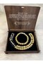Stone Prayer Beads & Bracelet Set Special Design in Wooden Box - Yellow - Natural Stone