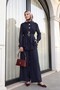 Lined Cupra Suit with Elastic Waistband, Belt, Pockets and Trousers - Dark Blue - 3