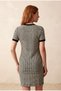 Women's Slim Fit Crew Neck Short Sleeve Black, White Geometric Jacquard Cotton Mini Dress Catarina - 6