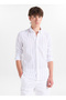 White Men's Buttoned Tailored Fit Striped Shirt Ace201262204 - 3