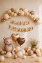 Teddy Bear Themed Birthday Balloon Set Caramel Brown Happy Birthday Banner Foil