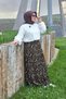 Women's Clothing Plus Size Brush Pattern Gypsy Skirt with Elastic Waist in Wrinkled Fabric - 7