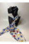 Daisy Patterned Double-Sided Scarf with Gold Ring Detail (70X70 cm) - 4