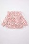 Baby Girl Crew Neck Linen Look Floral Long Sleeve Blouse - 5