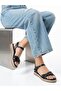 Women's Black Straw Detailed Comfortable Sole Daily Sandals - 2
