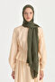 Nara Silky Natural Jacquard Shawl - Dark Green