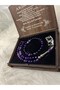 Agate Stone Prayer Beads & Bracelet Set Special Design in Wooden Box - Purple Natural Stone - 2