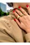 Minimal Reverse Flat Drop Model Gold Adjustable Ring - 3