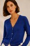 Cobalt Blue Glittery V-Neck 100% Organic Cotton Women's Knitwear Cardigan