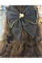 Pearl Detailed Gold Stone Satin Bow Hair Clip - 5