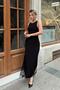 Black Crew Neck Zero Sleeve Lace Slit Women's Sandy Dress - 3