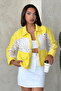 Lace Detailed Denim Jacket - Yellow |   F1758