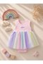 Baby Girl Colorful Tulle Dress Rainbow Patterned Summer Wedding Birthday Tutu Dress 6 12 18 Months - 2
