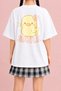 Women's Cute Smile Duck Printed Oversize Crew Neck Cotton Casual Combed Cotton T-Shirt