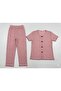 Summer Powder Floral Patterned Short Sleeve Combed Cotton 100% Cotton Pajama Set