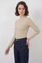 Women's Turtleneck Stone Detailed Vertical Striped Biscuit Body - 4