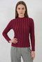 Women's High Collar Textured Burgundy Blouse - 5