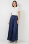 Women's Wrinkled Shiny Navy Blue Skirt