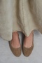 Harmony Dark Beige Suede Genuine Leather Round Toe Rubber Detail Short Heeled Women's Ballerinas - 7