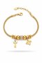 316L Steel Gold Color Zircon Stone Clover Detail Evil Eye Key Designed Bracelet