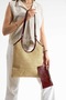 Natural Wicker Textured Double Bag Set Daily Use Large Size Shoulder and Hand Bag (Length 27 cm Width 30 cm)
