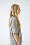 Women's Beige Oversize Comfortable Fit Combed Cotton Crew Neck T-Shirt - 2