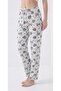 White Heart and Ribbon Patterned Summer Breathable Cotton Women's Pajama Bottoms - 3