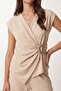 Modal Top and Bottom Set with Gold Accessories Lnt0035 Dark Cream - 4