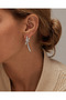 Pair of Silver Color Stone Knot Earrings 3.5 cm