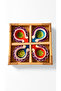 Handcrafted Clay Diya Set of 4, Multicolour, Floral Design, Festive Diwali Decor, Gift Box Included - 3