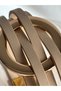 Beige Faux Leather Bracelet with Gold Color Ring Detail (2 cm) - 2