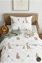 Cute Kangaroo Patterned 100% Cotton Single Children's Duvet Cover Set with Sheet - 4