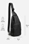 Men's black leather body bag cross shoulder and chest bag 7044 - 5