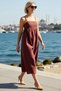 Women's Strapless Maxi A-Line Linen Woven Dress Sleeveless Relaxed Fit Summer Casual Modern Stylish - 2