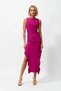 Women Sleeveless Bodycon Maxi Dress Slit Ruffle Detail Sandy Fabric Boat Neck Long Casual Comfortable - 4