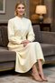 Women's Maxi Hijab Dress, High Neck, Long Sleeve, Belted, Terrycotton Woven, Comfortable Cut, Casual, Modern - 3