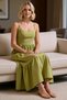 Women's Maxi Dress Thin Straps Square Neckline Open Waist Flounces Terrycotton Woven Comfortable Casual Modern - 3