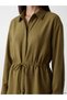 Özmarka New Season Green Women's Shirt with Gathered Waist - 3