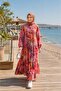 Women's Comfortable Cut Patterned Modal Fabric Red Dress - 5