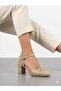 Women's Gold Comfortable Fit Thick Heeled Shoes
