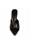 Women's Bitter Brown Patent Leather Mule Slippers Thin Heeled Pointed Toe Stylish Slippers - 3