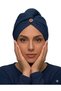 4 Layers Muslin 100% Cotton Navy Blue Color Women's Hair Cap / Hair Drying Towel
