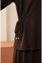 Oysho Fabric Lace-Up Blouse Skirt Double Hijab Set 5660-06 Brown - 5