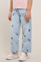 Embroidered Wide Leg Jeans with Button Closure - 4