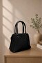 Stylish Silvery Black Women's Bag with Stone Stripes and Full Lining, Small Size, Suitable for Daily and Evening Wear 24X17X12 cm - 4