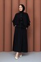 Women's Silk Cupra Suit with Sleeves, Buttons, and Cape Detail Skirt - 2