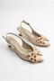 11003 Nubuck Bow Detailed Open Back 5 cm Heeled Women's Shoes - 5