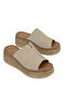 , Women's Genuine Leather Wedge Heel Slippers 161992Z1601 Light Beige - 2