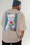 For the Love of Cats 115 Cat Printed Beige Oversize T-Shirt 100% Cotton Unisex Cat Lover Premium Design - 7